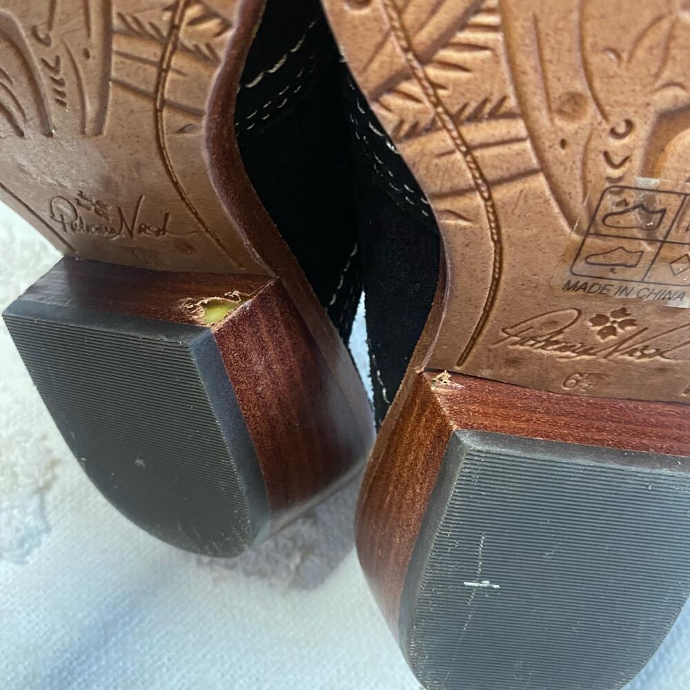 Patricia Nash Batista Black Suede Boho Western Cowboy Mule Festival Size 6.5 - Picture 5 of 5